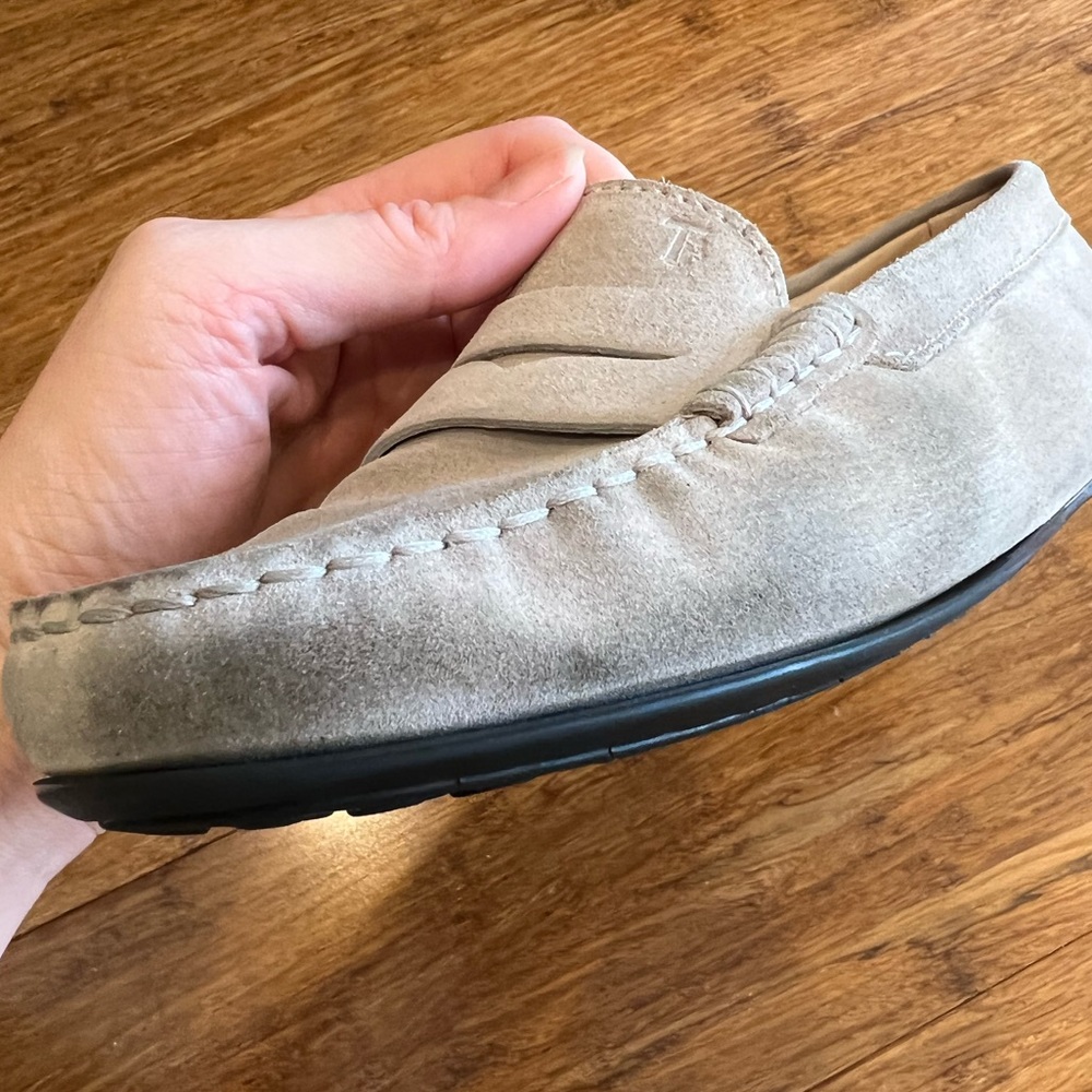 TODโS CITY GOMMINO DRIVING SHOES IN SUEDE - light grayish taupe color size 39 - Picture 16 of 16